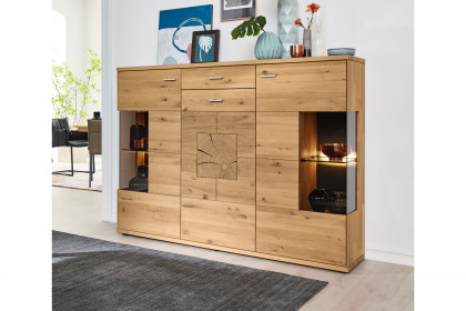 Portland von Musterring - Highboard Wildeiche massiv mit Hirnholz