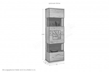 Portland von Musterring - Vitrine Wildeiche massiv mit Bronzeglas