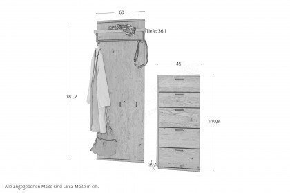 Kira-System Dielen von Musterring - Garderobenset in Asteiche
