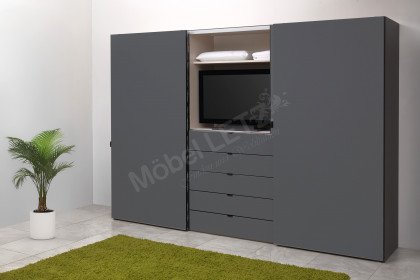 Media von Staud - Kleiderschrank mit TV-Fach & matter Glasfront