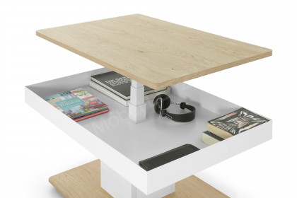 WD-04 von Vierhaus - Couchtisch in Wildeiche furniert/ Reinweiß