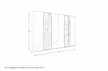 Jovanna von Musterring - Kleiderschrank 6-türig weiß - Wildeiche Altholz