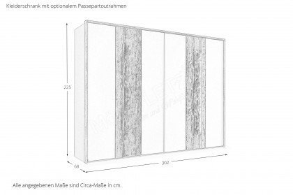 Jovanna von Musterring - Kleiderschrank 6-türig weiß - Wildeiche Altholz