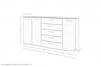 Madiva von Musterring - Schrankkommode ca. 116 cm hoch Lack manhattan