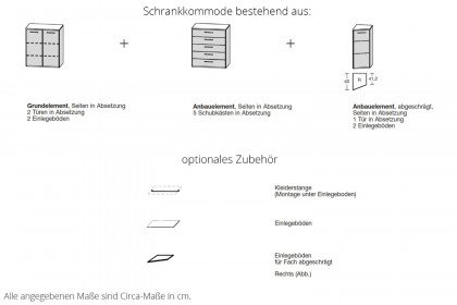 Madiva von Musterring - Schrankkommode ca. 116 cm hoch Lack manhattan