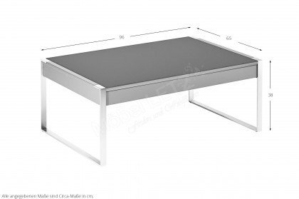 Grafa 3131 von Bacher - Couchtisch in Schwarz mit weißer Glasplatte