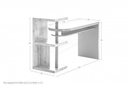 Moura von MCA - Schreibtisch mit Regal und Metallsäule