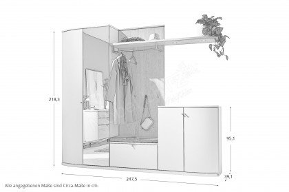 Kira-System Dielen von Musterring - Garderobenset seidengrau/ Eiche sand