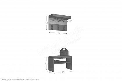 Modena Entree von Munari - Garderobe Metall anthrazit & Glas grau
