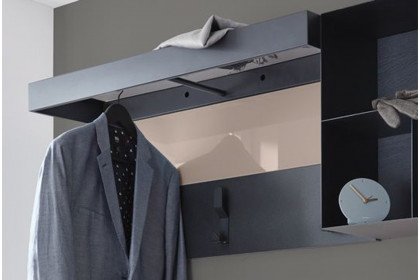 Modena Entree von Munari - Garderobe Metall anthrazit & Glas grau