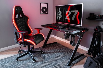 DX-Racer Desk von MCA - Gaming Schreibtisch Desk I mit farbiger LED-Leiste