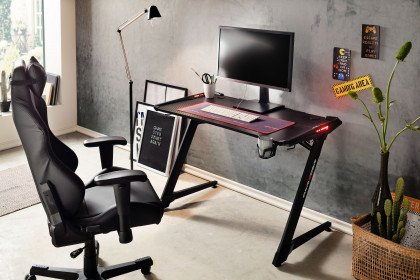 DX-Racer Desk von MCA - Gaming Schreibtisch Desk I mit farbiger LED-Leiste