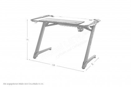 DX-Racer Desk von MCA - Gaming Schreibtisch Desk I mit farbiger LED-Leiste