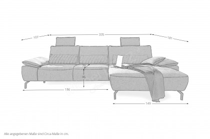 MR 270 von Musterring - Ecksofa rechts grau