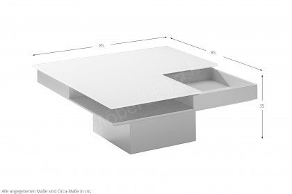 Giro-Living von Bacher - Couchtisch chromfarbig mit Glasplatte