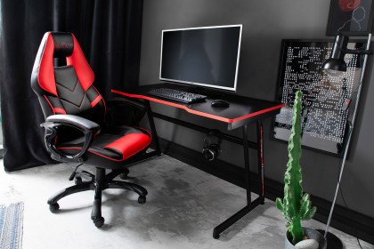 mcRacing Gaming Desk von MCA - Gaming Desk mit roten Absetzungen an der Tischkante