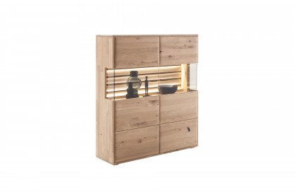 Girona von MCA - Highboard mit Parsolglasausschnitten aus Eiche