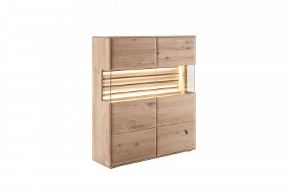 Girona von MCA - Highboard mit Parsolglasausschnitten aus Eiche