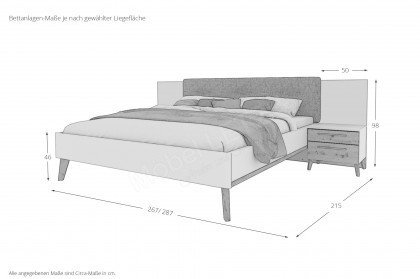 Certano von Nolte - Bettanlage basalt/ Artisan-Eiche mit Standkommoden