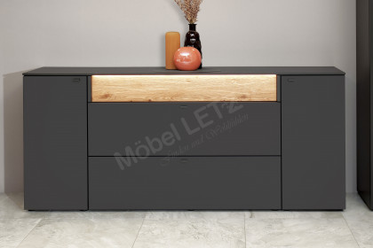 Lumea von Venjakob - Sideboard in Lack anthrazit matt/ Eiche massiv