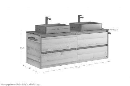 Revento Line von Musterring - Badezimmer in Polar Pinie & schwarz matt