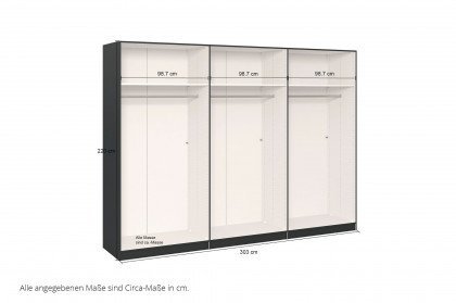 Longline von JUTZLER - Kleiderschrank 6-türig anthrazit matt - Rauchglas