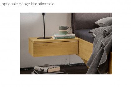 Kiel von Wohnglücklich - Holzbett mit Metallkufe und Kopfteilpolster