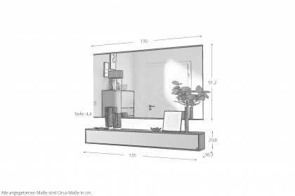 Kara-Frame-Dielen von Musterring - Garderobenset Eiche graphit/ Lack platingrau