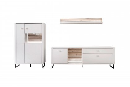 Louisiana von MCA furniture - Wohnwand modern white/ Viking oak