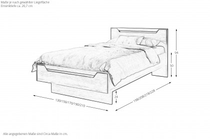 Incasa Onema von Decker - Bett Kernbuche natur mit Zierausfräsungen
