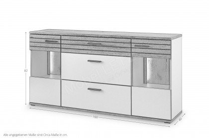 Quincy von set one by Musterring - Sideboard ZAMK02 lichtgrau/ Eiche