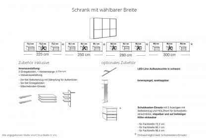 Boston von Wiemann - Schwebetürenschrank champagner mit Ordnungssystem