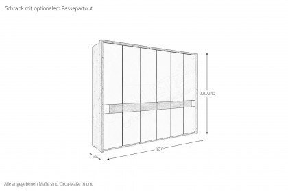 San Francisco von Musterring - Schrank Eiche bianco - Glas champagner