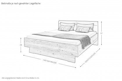 San Francisco von Musterring - Schwebe-Bett 140x200 cm Eiche-bianco mit Polster