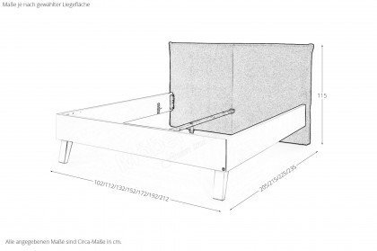 Airline von Musterring - Einzelbett mit Polsterkopfteil in Kissenoptik