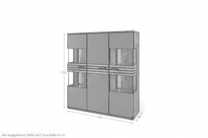 Quincy von set one by Musterring - Highboard ZAMV05 lichtgrau/ Eiche