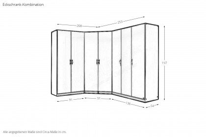 Case von Rauch Blue - Eck-Kleiderschrank Eiche Artisan