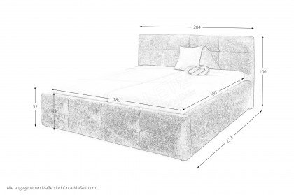 Tivoli von Jockenhöfer - Polsterbett 180 hellgrau