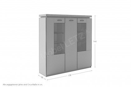 Moniz von MCA - Highboard in Salbeigrün mit Oberbodenbeleuchtung