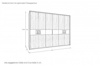 Montreal von Musterring - 6-türiger Kleiderschrank Eiche - Hirnholz - dunkelgrau