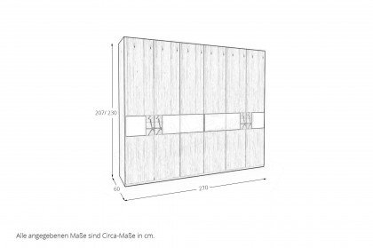 Montreal von Musterring - 6-türiger Kleiderschrank Eiche - Hirnholz - dunkelgrau