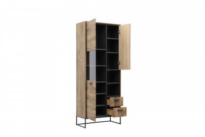 Manhattan-living von Wohnconcept - Vitrine mit graphitfarbenem Metallgestell