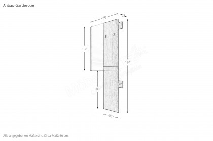 Sorrent von Musterring - Kommode mit Anbaugarderobe Eiche teilmassiv