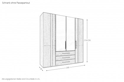 Sorrent von Musterring - Kleiderschrank Eiche teilmassiv - Spiegel