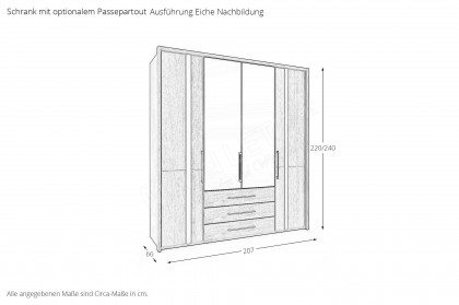 Sorrent von Musterring - Kleiderschrank Eiche teilmassiv - Spiegel