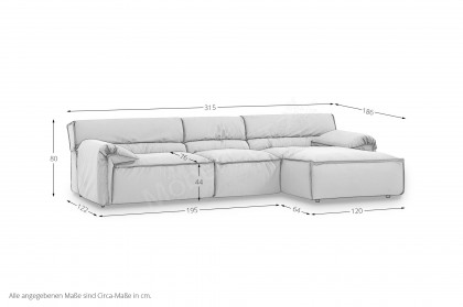 Vola-LE24 von designwerk - Ledersofa rechts grey