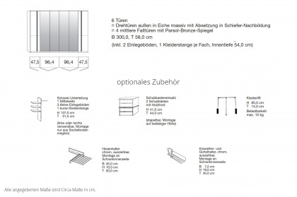 Sorrent von Musterring - Dreh-Falttürenschrank Eiche - Spiegel