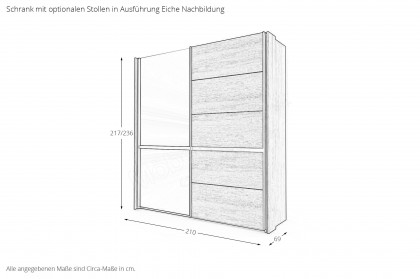 Sorrent von Musterring - Kleiderschrank ca. 200 cm breit Eiche - Spiegel