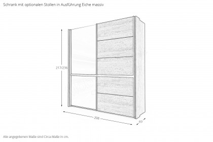 Sorrent von Musterring - Kleiderschrank ca. 200 cm breit Eiche - Spiegel