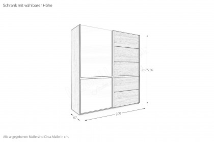 Sorrent von Musterring - Kleiderschrank ca. 200 cm breit Eiche - Spiegel